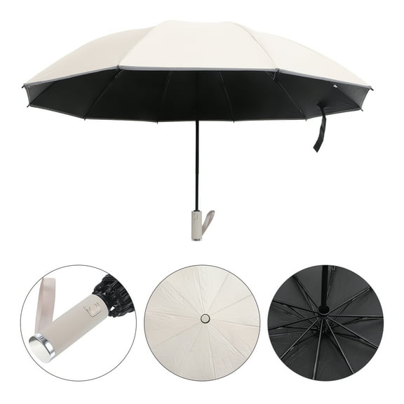 FELTECHELECTR Compact Umbrellas 1Pack in Beige for Travel with Folding Design and Anti-UV