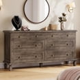 thumbnail image 3 of 8 Drawer Dresser for Bedroom, Vintage 59" Long Dresser TV Stand with Carved Handles and Tapered Legs, Wood Chests of Drawers with Large Capacity Storage, Grey, 3 of 9