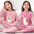 thumbnail image 2 of Ropa para niñas, conjunto de pijamas de lana de Navidad, franela para niños, ropa de dormir cálida de dibujos animados, ropa de casa para niños, invierno, otoño, primavera, adolescentes de 5 a 15 años, 2 of 4