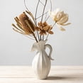 thumbnail image 4 of White Ceramic Pitcher Vase with Handle, Modern Farmhouse French Country Wabi Sabi Ribbed Fluted Distressed Glaze Decorative Vase for Pampas Grass and Flowers, Home Table Centerpiece Decor, 4 of 6