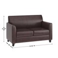 thumbnail image 3 of Maklaine Modern / Contemporary Leather Loveseat in Brown Finish, 3 of 13