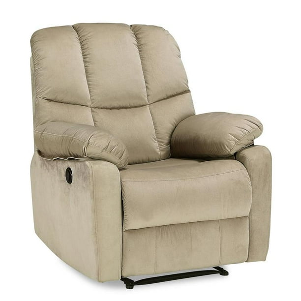 Dorel Living Boston Power Recliner with Padded Arms in Beige - Walmart ...