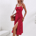 thumbnail image 5 of Summer Dresses for Women,Trendy Maxi Dresses for Women Spaghetti Straps Sleeveless Strap Polka Dot Split Printed Mini Midi Beach Vacation Dress, 5 of 6