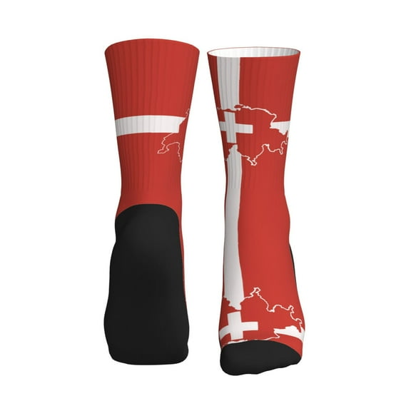 Mens Womens Switzerland Swiss Map Flag Hiker Cushion Crew Socks