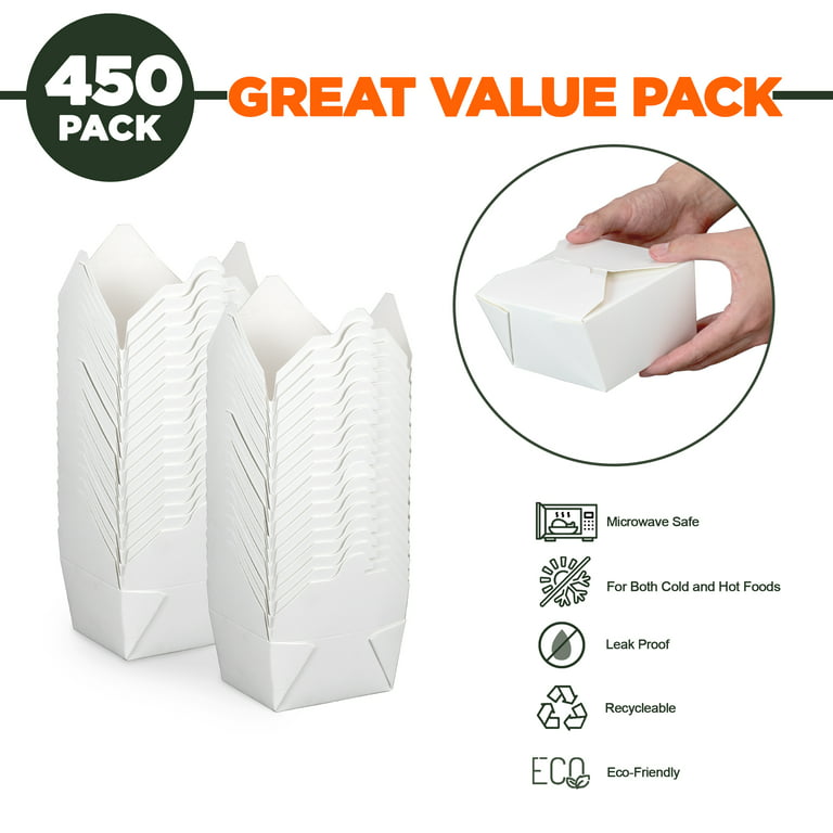 450 Pack] 30 oz Paper Take Out Containers 5 x 4.2 x 2.5 - White