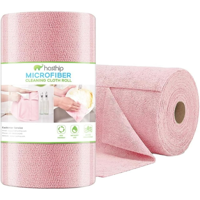 Rollo de Paños de Limpieza de Microfibra Precortados, Altamente Absorbentes y Reutilizables (Gris)