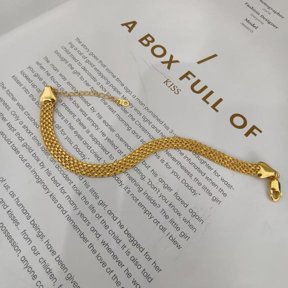 gold Italian 5mm Mesh Link Chain Bracelet for Women