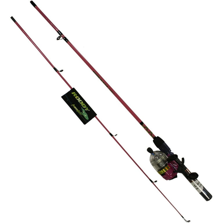 Fishing Pole For Men, Pink 5ft 6in Spincast Women Reel Fly Fish Pole Combo