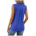 thumbnail image 5 of Tank Tops for Women Plus Size Clearance Lace Sleeveless V Neck Solid Color Top Blue L, 5 of 5