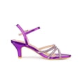 thumbnail image 3 of BLISSFUL STEP Chaussures pour Femmes Sandales à Talon Kitten à Bout Ouvert en PU avec Bride à la Cheville Ornée de Strass Violet 6, 3 of 7