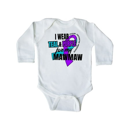 

Inktastic Suicide Prevention I Wear Teal and Purple for My Mawmaw Gift Baby Boy or Baby Girl Long Sleeve Bodysuit