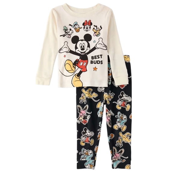Mickey Mouse and Friends Toddler Boy's Best Buds Long-Sleeved Cotton Pajama Set, Size 5T