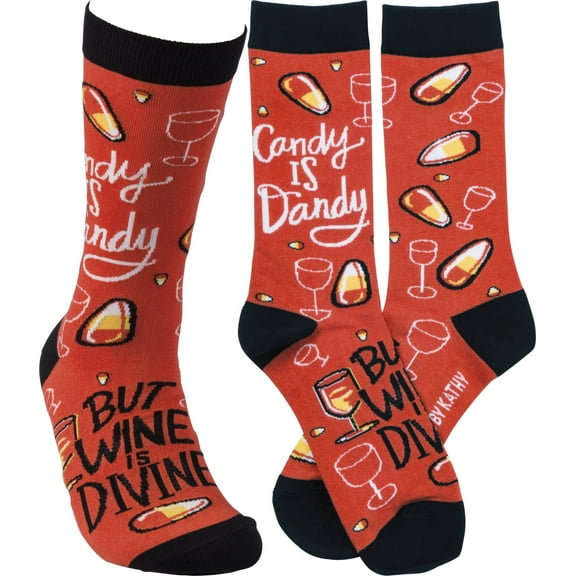 Candy Is Dandy But Wine Is Divine Lol Socks Primitives by Kathy Unisex