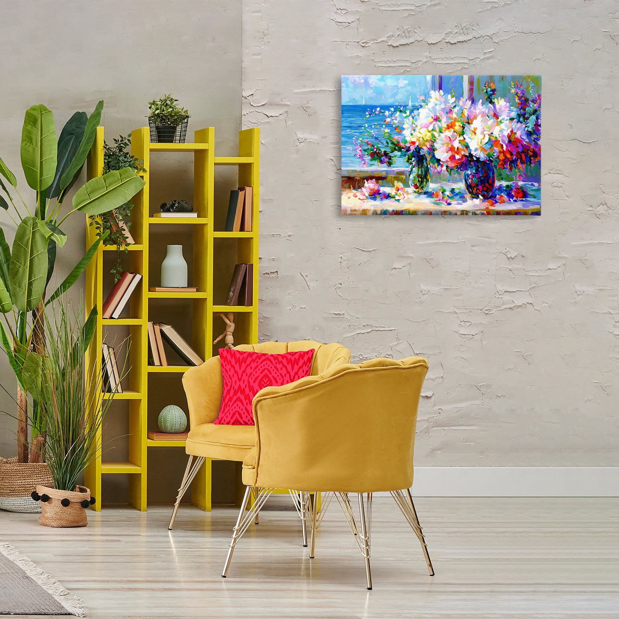 Stupell Industries Blossoms By The Sea Botanical & Floral Painting Gallery Wrapped Canvas Art Print Wall Art, 30 x 20