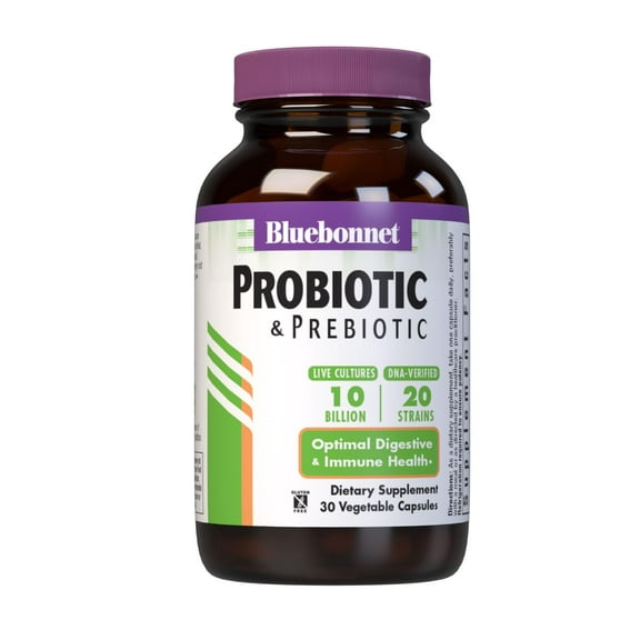 Bluebonnet Probiotic & Prebiotic, 10 Billion CFU, Immune & Digestive Health*, 30 Days
