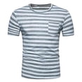 thumbnail image 3 of Mens T-shirts Short Sleeve Striped Crewneck T Shirt with Pocket Soft Casual Everyday Basic Tees Grey S, 3 of 4