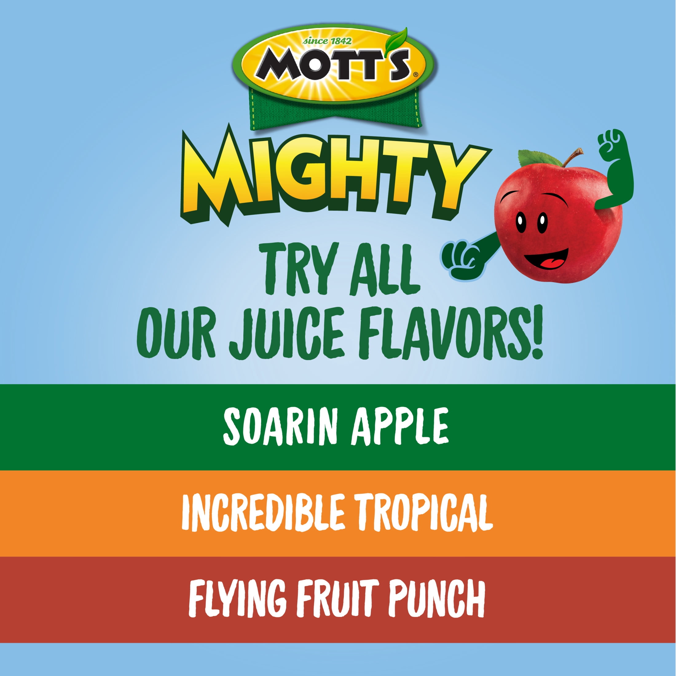 Mott's Mighty Soarin' Apple Juice, 8 fl oz, 6 Count Bottles