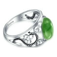 thumbnail image 4 of Bling Jewelry Womens  Bali Silver Ring Green Jade Cabochon Filigree Design, 4 of 5