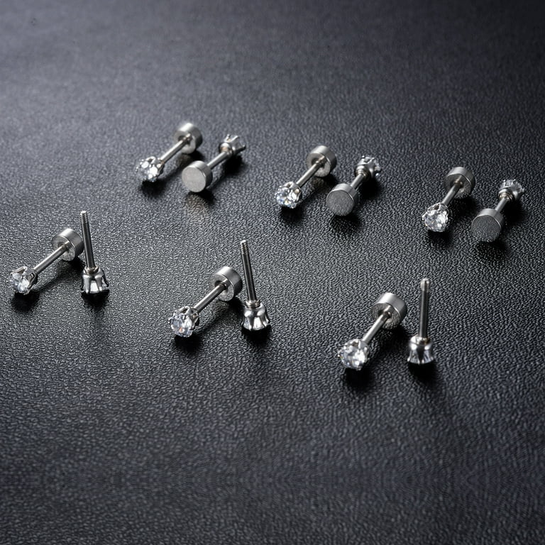 Tiny Stud Earrings, Screw Back Earrings, Small Studs, Sparly Cz