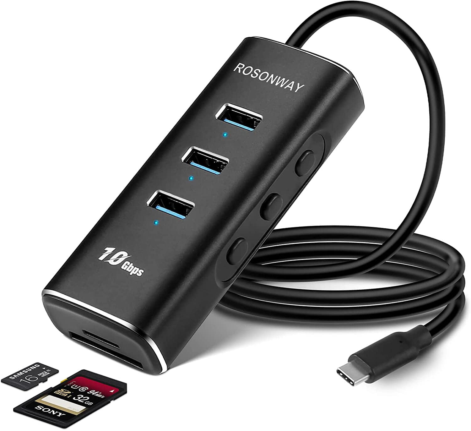USB C Hub, Aluminum 5-in-1 3.1 Gen 2 Hub with 10Gbps Data Ports and SD/TF Card Reader, Thunderbolt 3 Compatible, A104D - Walmart.com