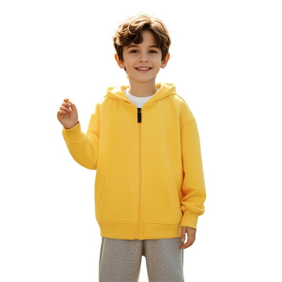 Hoodie Kids Yellow Full Zipper Hooded Casual Long Sleeve Classic Hoodie Winter Clothes Size 18-24 Months Girls Clothes Boys Girls Fashion
