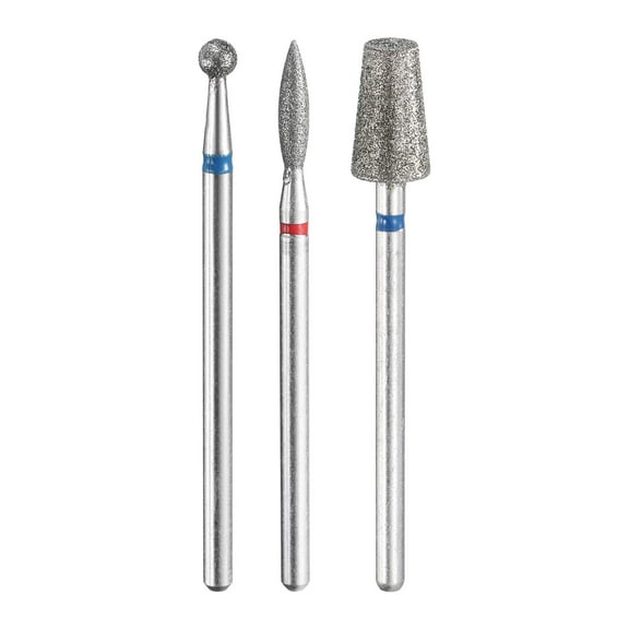 Uxcell 3pcs Diamond Grinding Burrs Bit Set 3mm Ball 2.5mm Oval 6mm Cone 2.35mm Shank Stone Sanding Drill Bits Rotary Tool