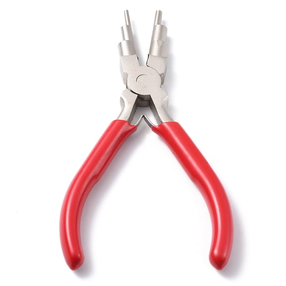 6-in-1 Bail Making Pliers 45# Steel 6-Step Multi-Size Wire Looping Forming Pliers for Loops and Jump Rings Red 14.5x9.7x1.35cm
