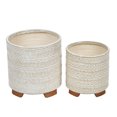 thumbnail image 5 of Sagebrook Home Set Of 2 Ceramic Tribal Look 6/8" Planters, Ivory, Round, Ceramic, Contemporary, 8"H, Tribal, 5 of 7