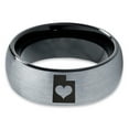 thumbnail image 2 of Tungsten Utah The Beehive State Heart Band Ring 8mm Men Women Comfort Fit Black Dome Brushed Gray Polished, 2 of 4