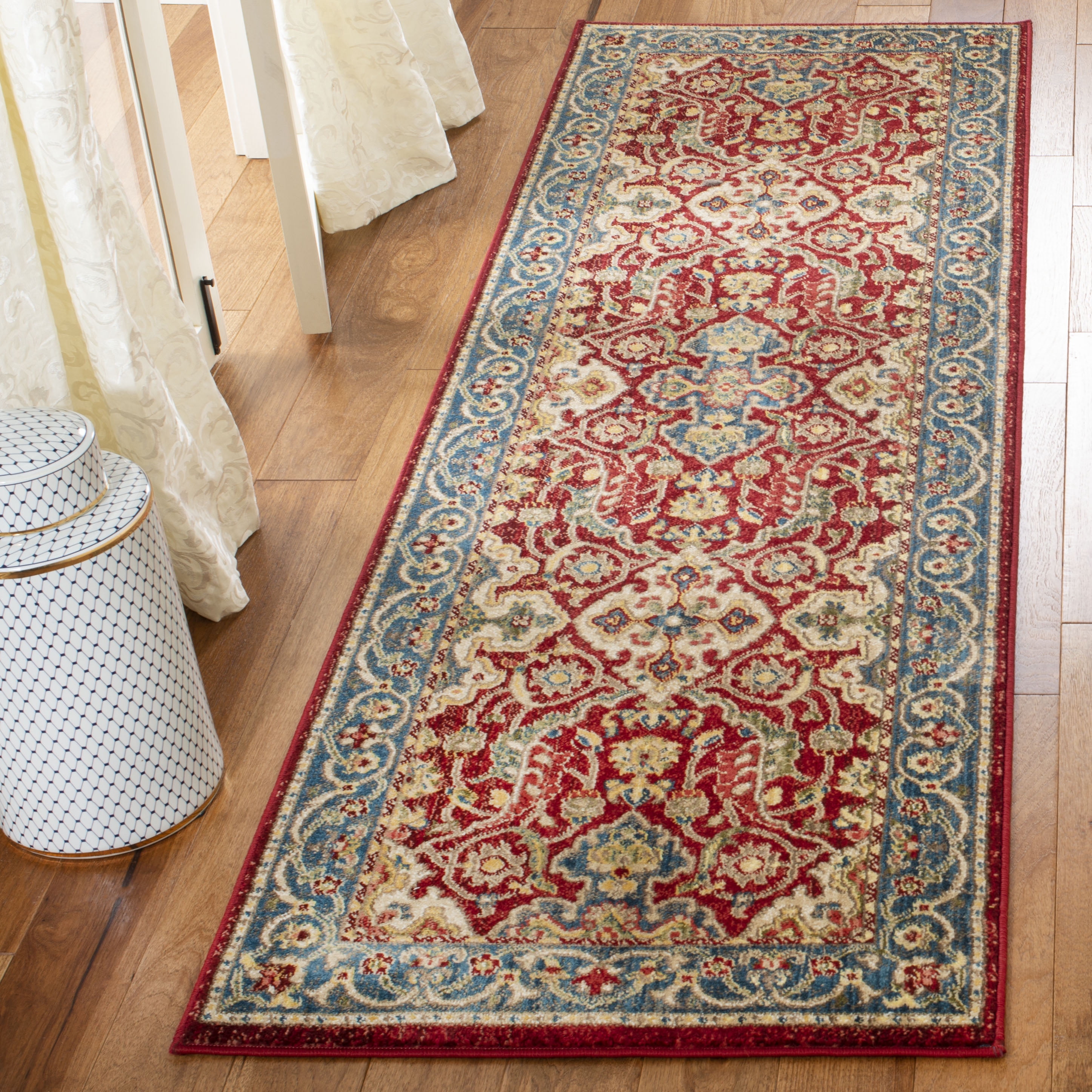 SAFAVIEH Kashan Vincent Oriental Runner Rug, Red/Blue, 2'6" x 8