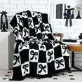 thumbnail image 2 of Buryeah Bow Knit Throw Blanket, 50 x 60 Inch Black and White Preppy Cute Reversible Knitted Throw Blanket, Coquette Cozy Soft Lightweight Plush Gift for Couch Sofa Bed Travel, 2 of 8