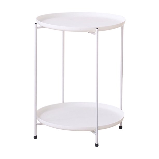 Pisexur Batería de cocina Mesa de té pequeña escandinava, mesa auxiliar de hierro para sofá, mesa de esquina pequeña de plástico de alta resistencia, mesa redonda peq para la cocina del hogar