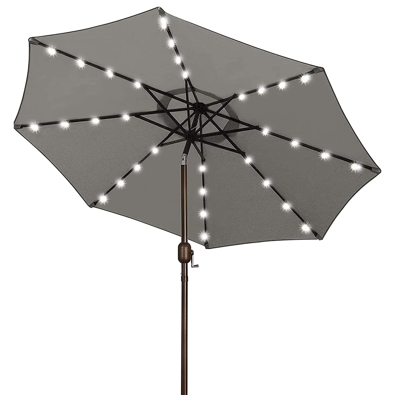 9ft Outdoor Solar Umbrella, 32 LED Adjustable Patio Umbrella, 8Color