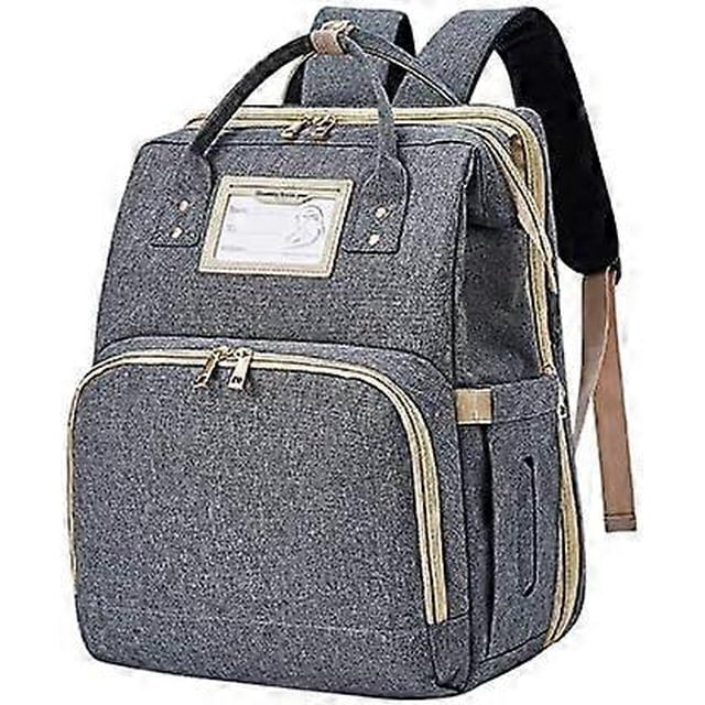 Baby Diaper Backpack - Multifunctional Diaper Bag with Folding Crib