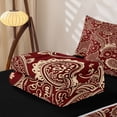 thumbnail image 6 of Homewish Vintage Boho Paisley Zipper Full Size Comforter Sets with Fitted Sheet and 2 Pillowcases,Bohemian Exotic Style Zipper Bedding Set,Red,Black Reversible,4pcs, 6 of 8
