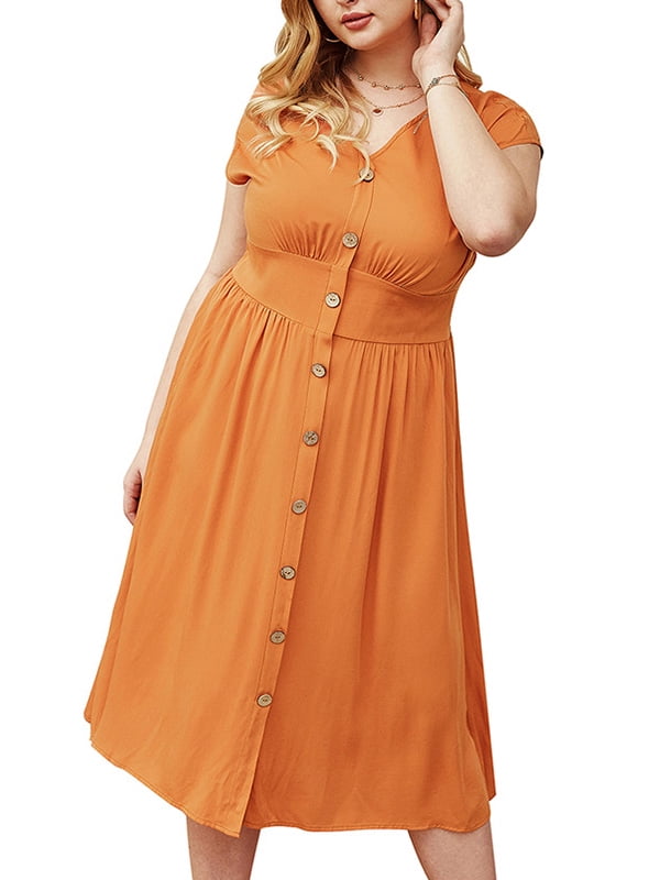plus size button down midi dress