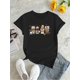 thumbnail image 2 of Camiseta de mujer verano Patrón de Corazón cuello redondoWomen's Cute Puppy Milk Tea Graphic Tee - Casual Round Neck Short Sleeve T-Shirt, Stretchy Polyester Blend, Machine Washable - Perfect for Su, 2 of 6