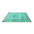 thumbnail image 2 of Ahgly Company Machine Washable Indoor Square Persian Turquoise Blue Traditional Area Rugs, 7' Square, 2 of 4