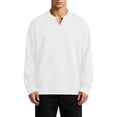 thumbnail image 2 of Gamivast Long Sleeve Shirts for Men V Neck Lightweight Pullover Basic Regular Fit Fall Tops White L, 2 of 6
