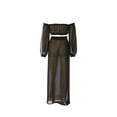 thumbnail image 6 of SAYOO Off Shoulder Clothing Set, Long Sleeve Tops and Cover Up Skirt Two-piece Suit for Beach Vacation Travelling for Women, 6 of 9