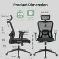 thumbnail image 3 of Office Chair Ergonomic Desk Chair, 350 LBS Mesh Office Chair with Lumbar Support, Comfy Desk Chair with Wheels, Big and Tall Chair for Study Work Gaming (03Grey), 3 of 10