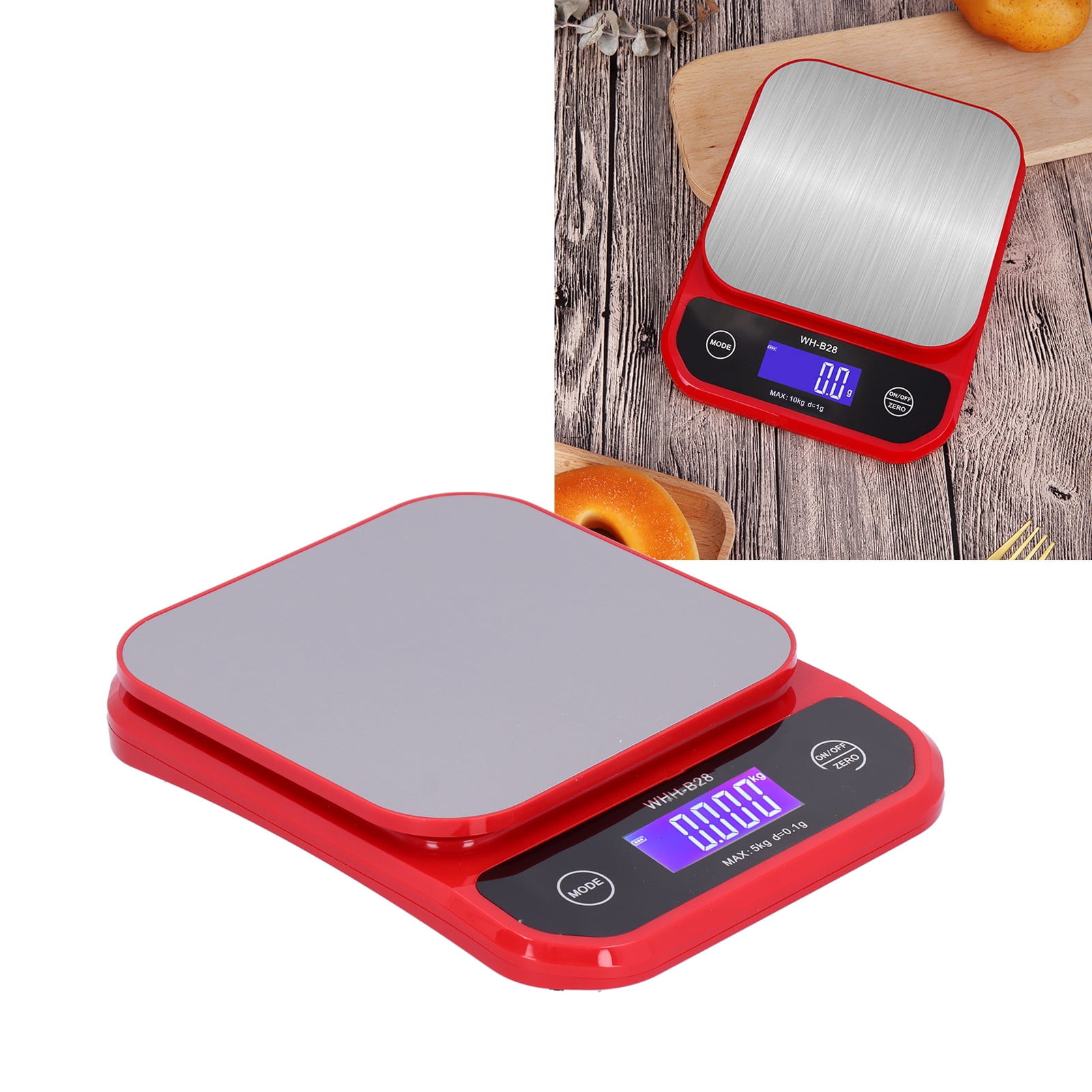 NFTIGB USB Charging Scale Waterproof Digital Kitchen Baking Food Scale Electric Weight Measuring Balance High Precision Sensor LCD Display Home Supplies Color Red Capacity 5kg 0.1g
