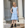 thumbnail image 6 of Arshiner Girls Summer Dress Tween Boho Casual Bowknot Strap Sleeveless Swing Flowy Ruffle Tiered Sundresses with Pockets, 6 of 9