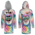 thumbnail image 3 of Hippie Siamese Portrait Watercolor Tie-Dye Vintage Styles All Over Print 3D Hooded Duffle Toggle Coat Cat Lover Kitten Owner Gifts - 00014, 3 of 6