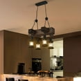 thumbnail image 2 of Rustic Farmhouse Wood Pendant Light, 4-Light Antique Lantern Chandelier with Adjustable Chain, Metal & Wood Hanging Ceiling Light Fixture for Kitchen Island, Dining Room, Bar, Café, 2 of 9