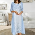 thumbnail image 2 of asdoklhq Womens Plus Size Clearance Dresses,Women Casual Floral Printing O-Neck Sleeveless Dress Solid Coat Two-Piece Set, 2 of 6