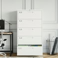thumbnail image 6 of Fesbos Lateral 5 Drawer File Cabinet with Lock,Metal Wide White Filing Cabinets for Home Office Storage A4/F4/Letter/Legal, Assembly Required- White, 6 of 9