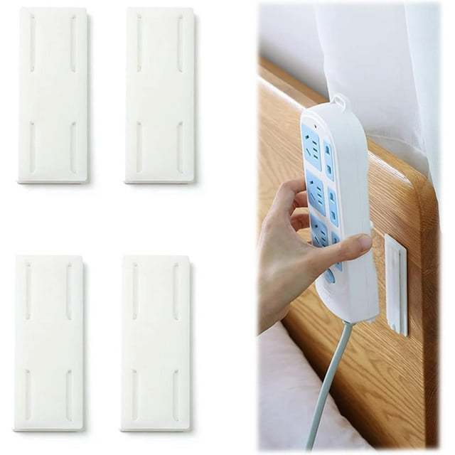 ZOUSSIQI Self-Adhesive Desktop Socket Fixer,Self Adhesive Power Strip Holder,Cable Management Punch Free Surge Protector,Desktop mountable Plug-in Socket Fixer Bracket Stand (A-4PCS) CA919-62234
