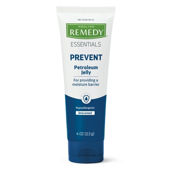 Medline Remedy Essentials Petroleum Jelly (4 oz Tube), 12 Count, 100% Pure White Petrolatum, Diaper Rash, Minor Burns, For Dry, Chapped Skin