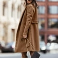 thumbnail image 4 of IROINNID Women's Casual Mid-Long Coat Notch Lapel Solid Color Trench coat Long Sleeve Outwear, Khaki, 4 of 8
